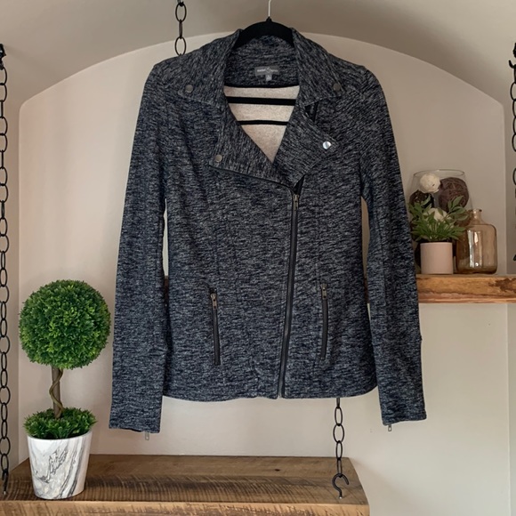 Market & Spruce Jackets & Blazers - Market & Spruce Moto Jacket, marled navy, M